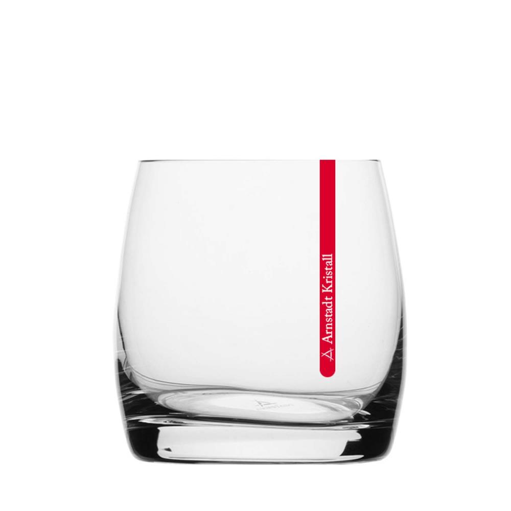 Whiskey glass crystal Redstripe clear (8,7 cm)