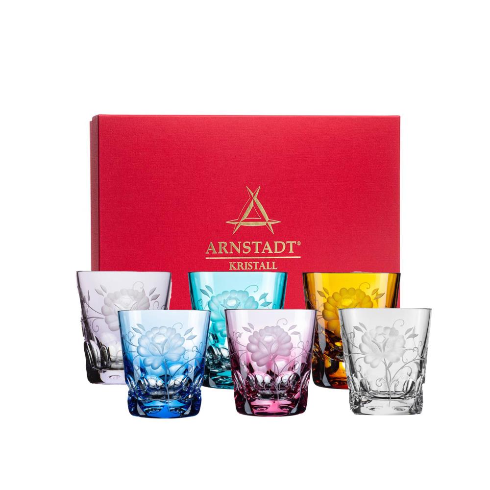 Trinkglas Set Kristall Bunt (14cm)