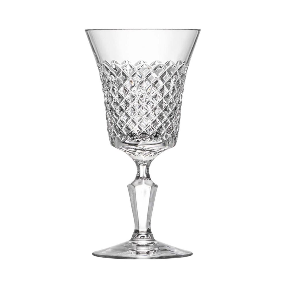 Red wine glass crystal checkered clear (18.5 cm)