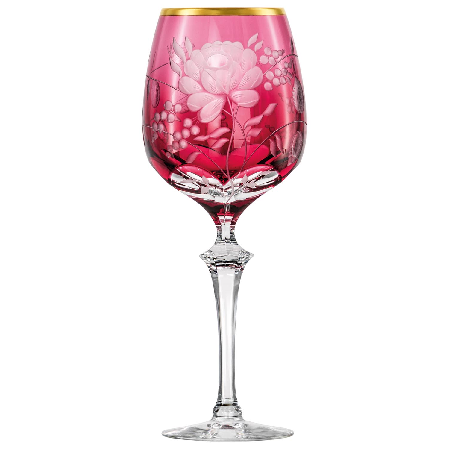 Red wine glass crystal Primerose Gold rubin red (25,5 cm)