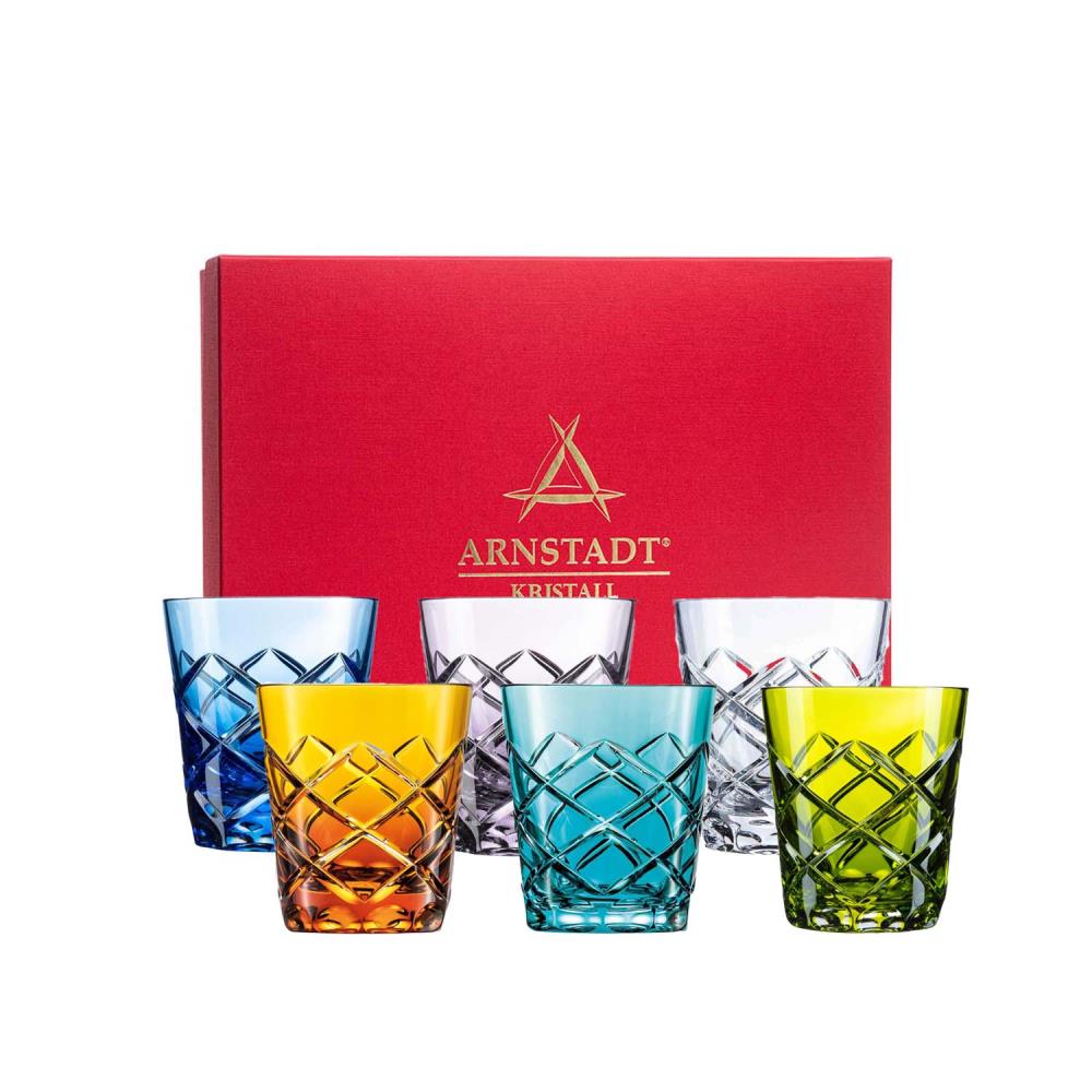 Trinkglas Set Kristall Bunt (14cm)