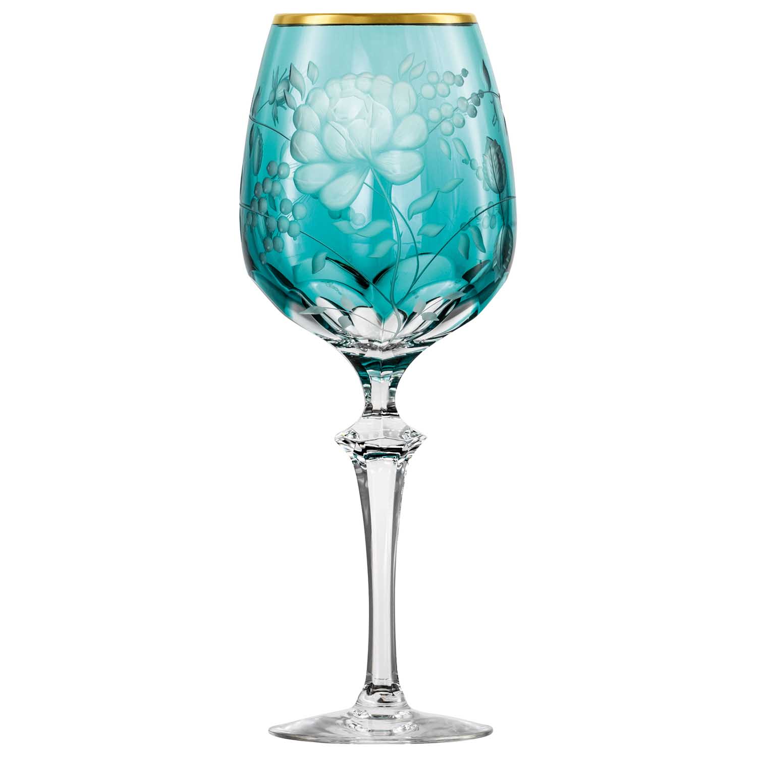 Red wine glass crystal Primerose Gold azure (25.5 cm)