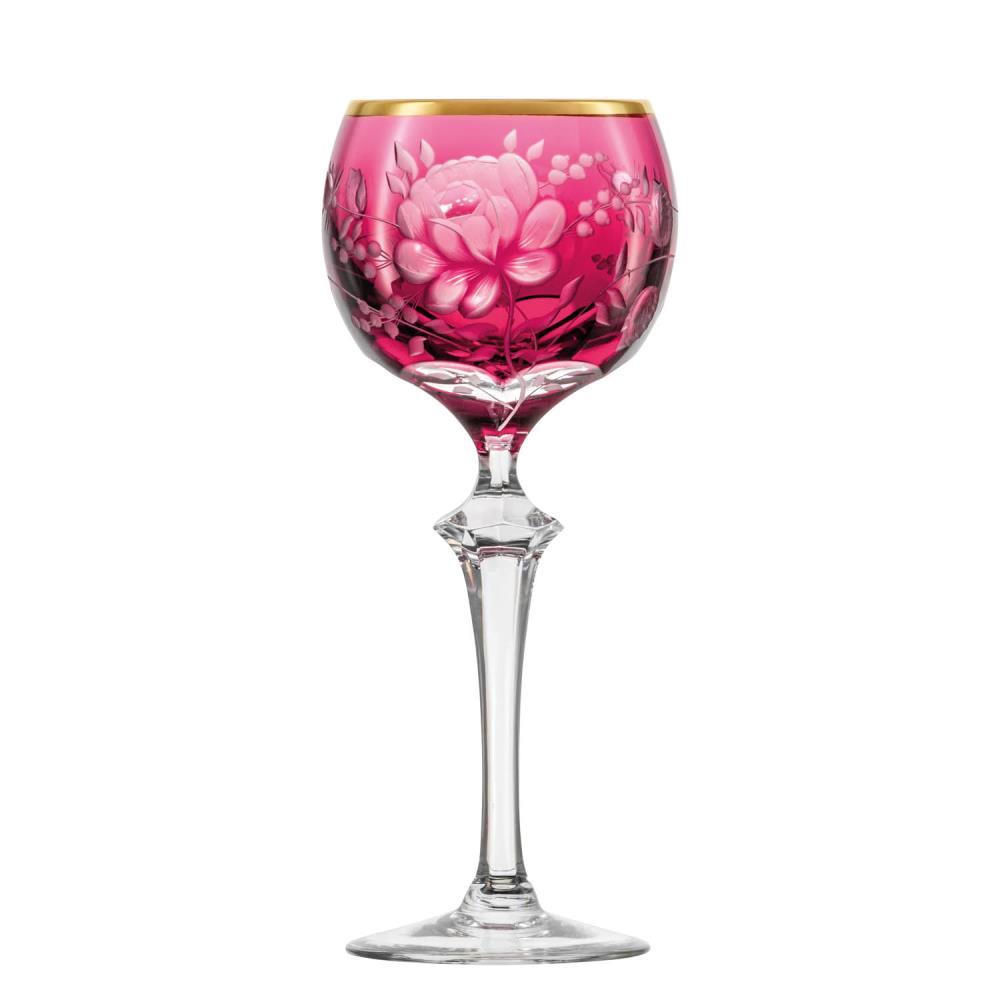 Wine glass crystal Primerose Gold ruby ​​(21.5 cm)
