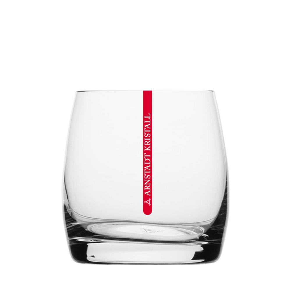 Whiskey glass crystal Redstripe clear (8,7 cm)