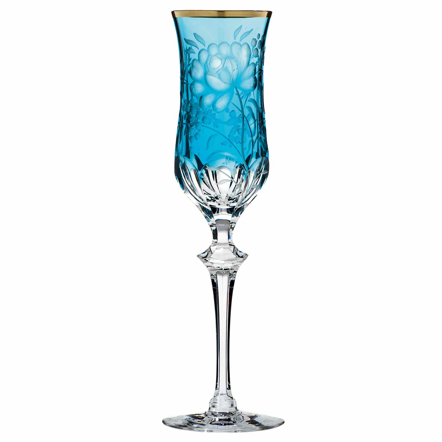 Champagne glass crystal Primerose gold azur (26,5 cm)