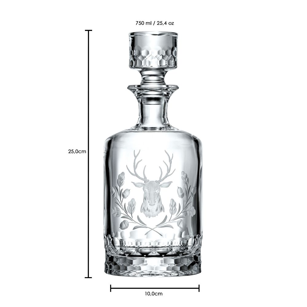 Whiskey carafe crystal deer head clear (25 cm)