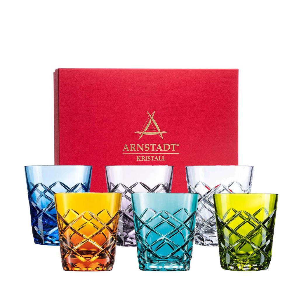 Trinkglas Set Kristall Bunt (14cm)