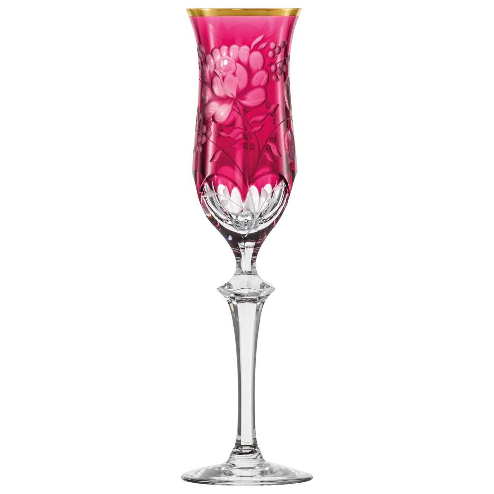 Champagne glass crystal Primerose Gold rubin rot (26,5 cm)