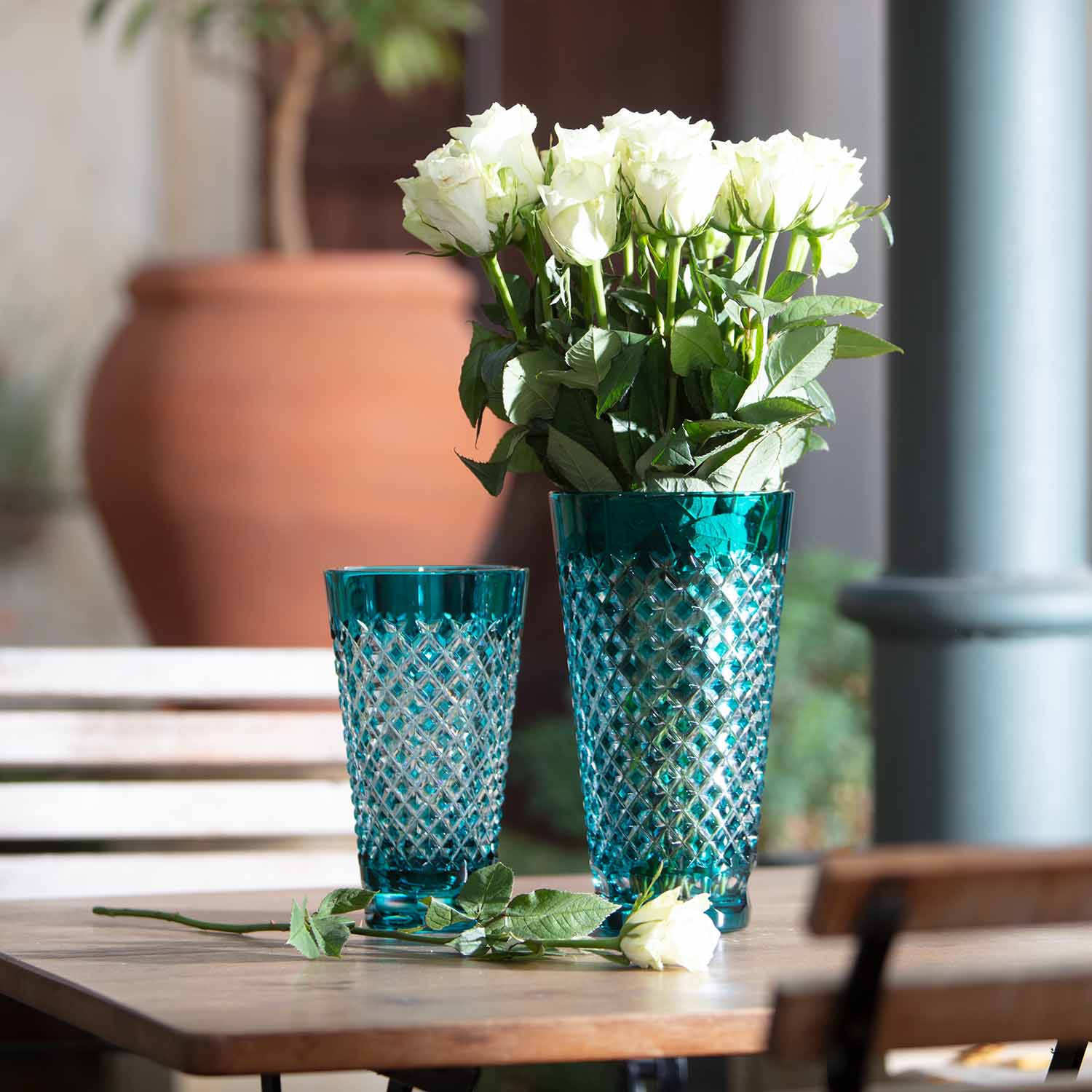 Vase crystal Karo azure (28 cm)