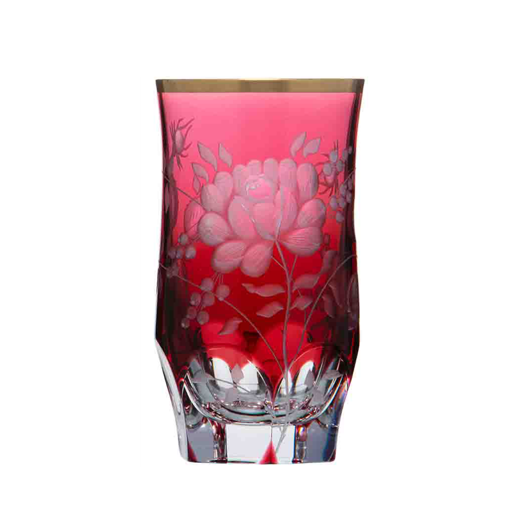 Long drink glass crystal Primerose Gold ruby (13 cm)