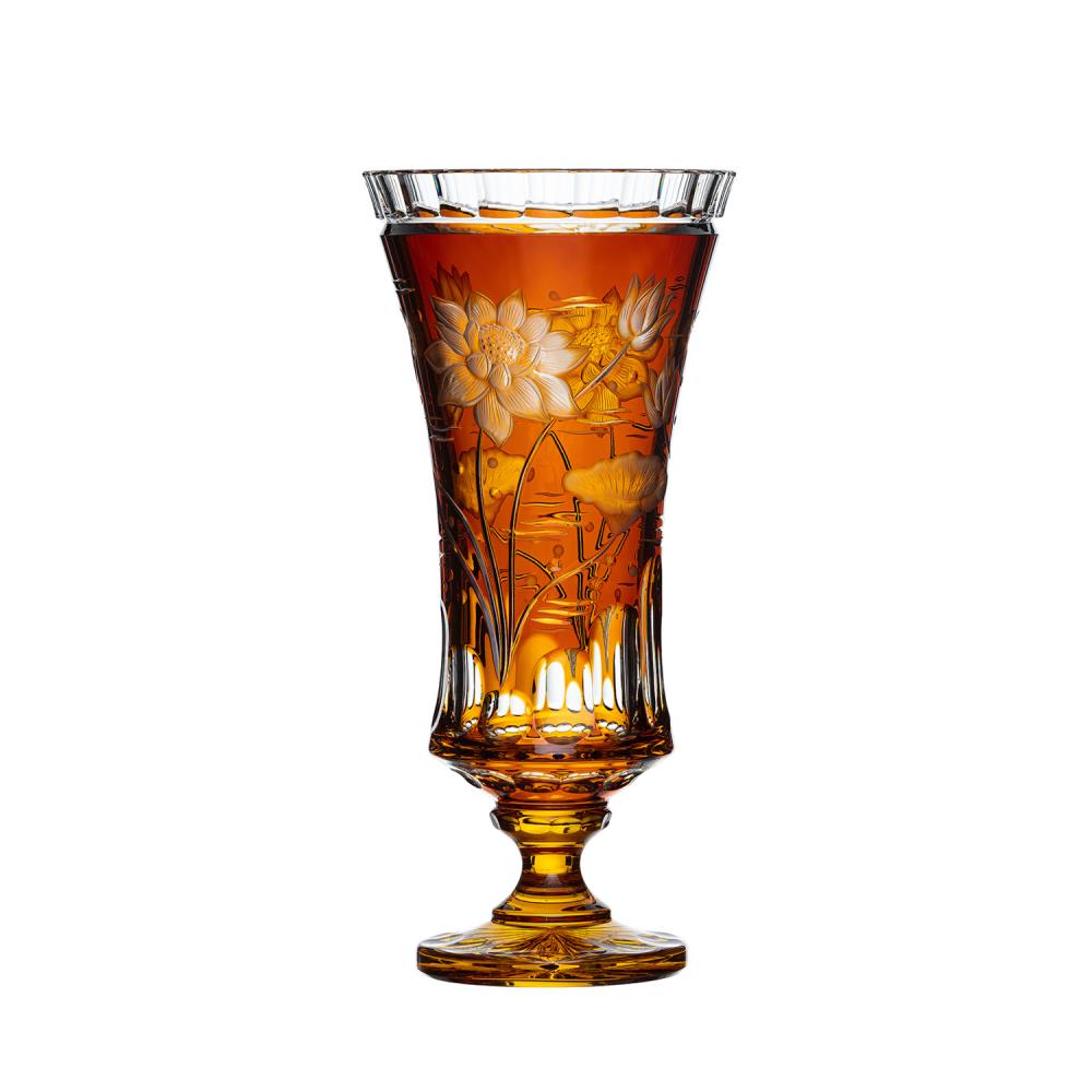 Vase Kristallglas Lotus amber bernstein (43cm)