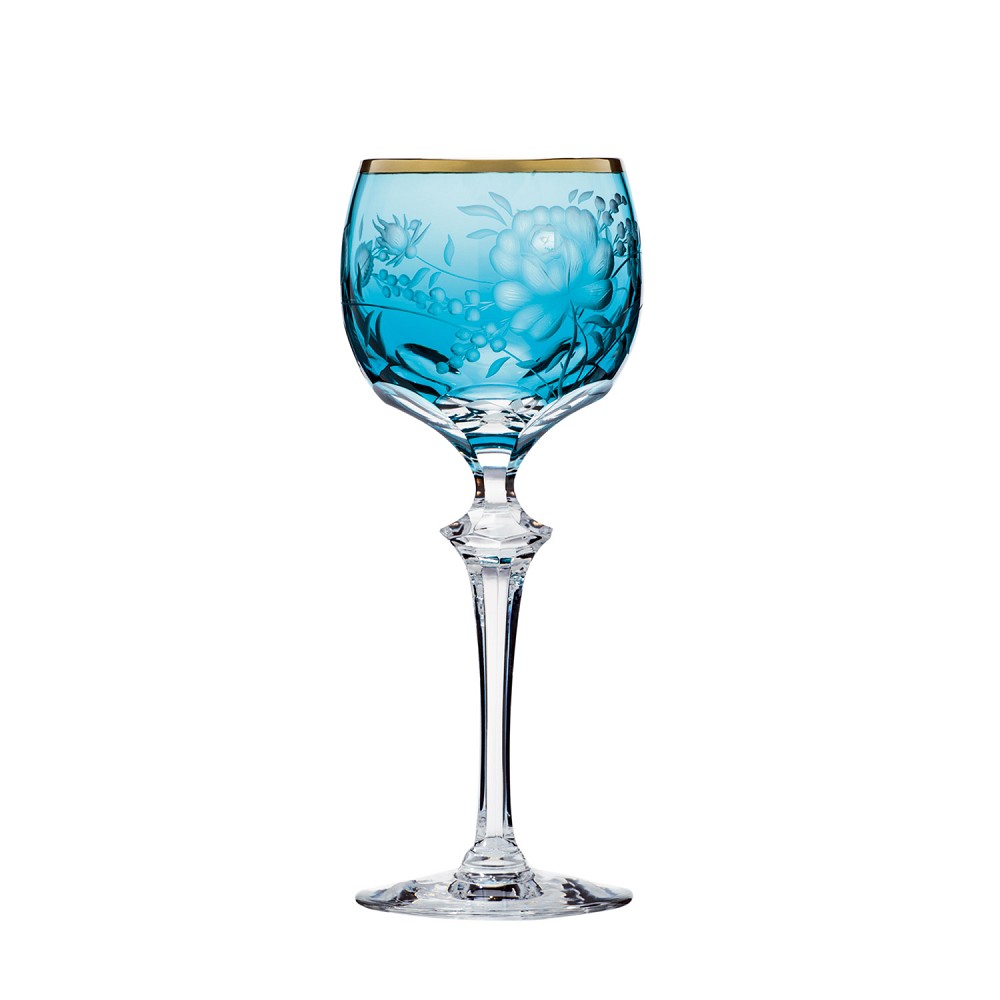 Wine glass crystal primerose gold azure (21.5 cm)