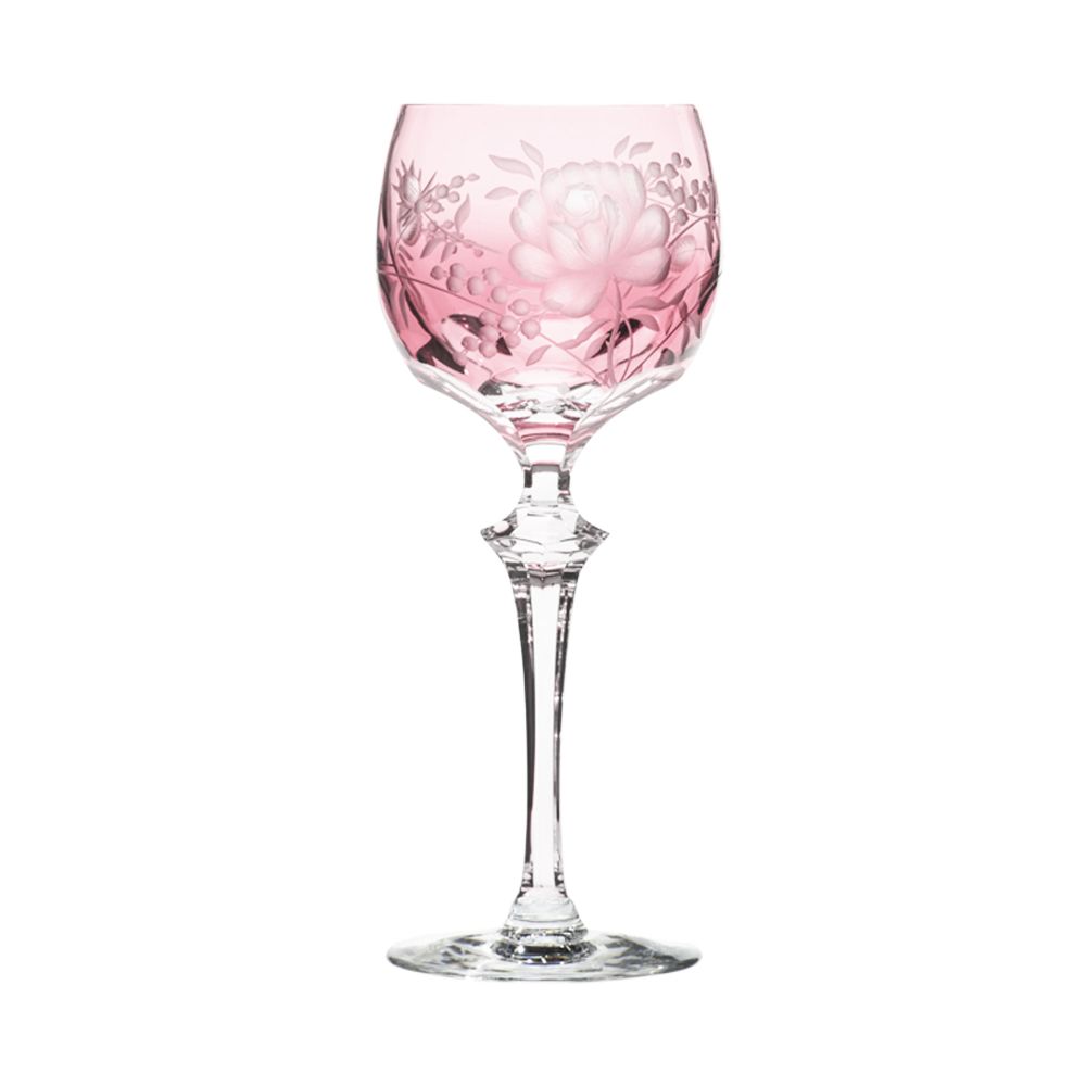 Wine glass crystal glass Primerose rosalin (21.5 cm)